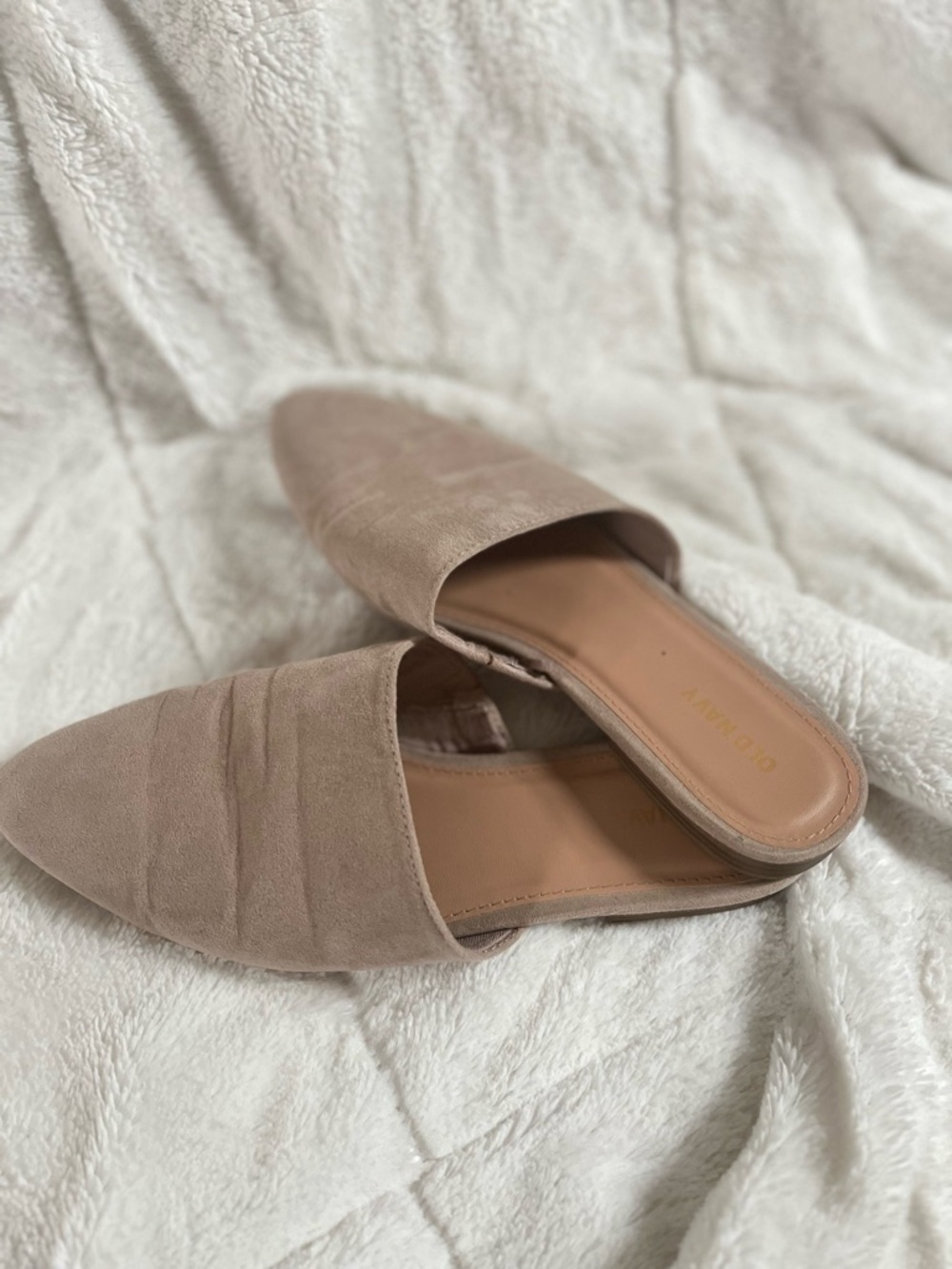 Old Navy Taupe Pointed Slip-On Mules